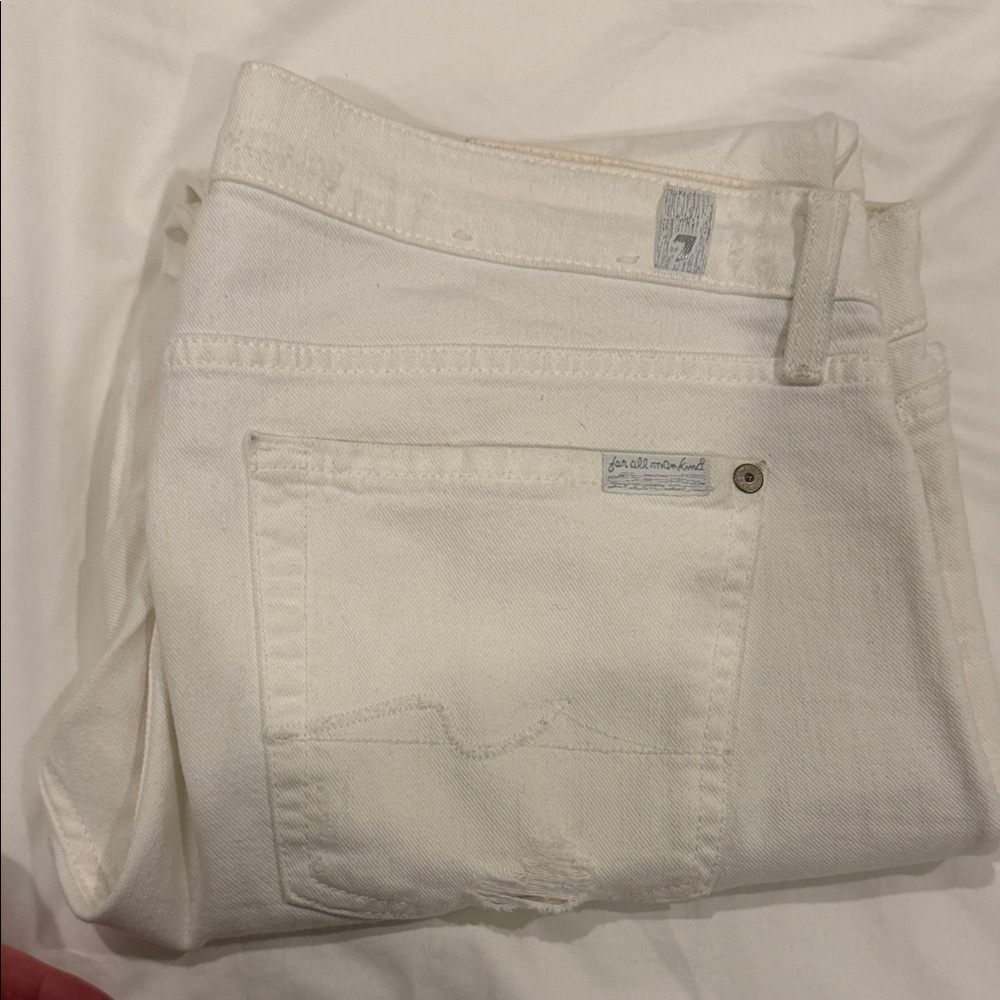 7 For All Mankind Women's Straight Leg Jeans in White